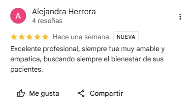 Reseña de Google de Alejandra Herrera: profesional amable y empática.